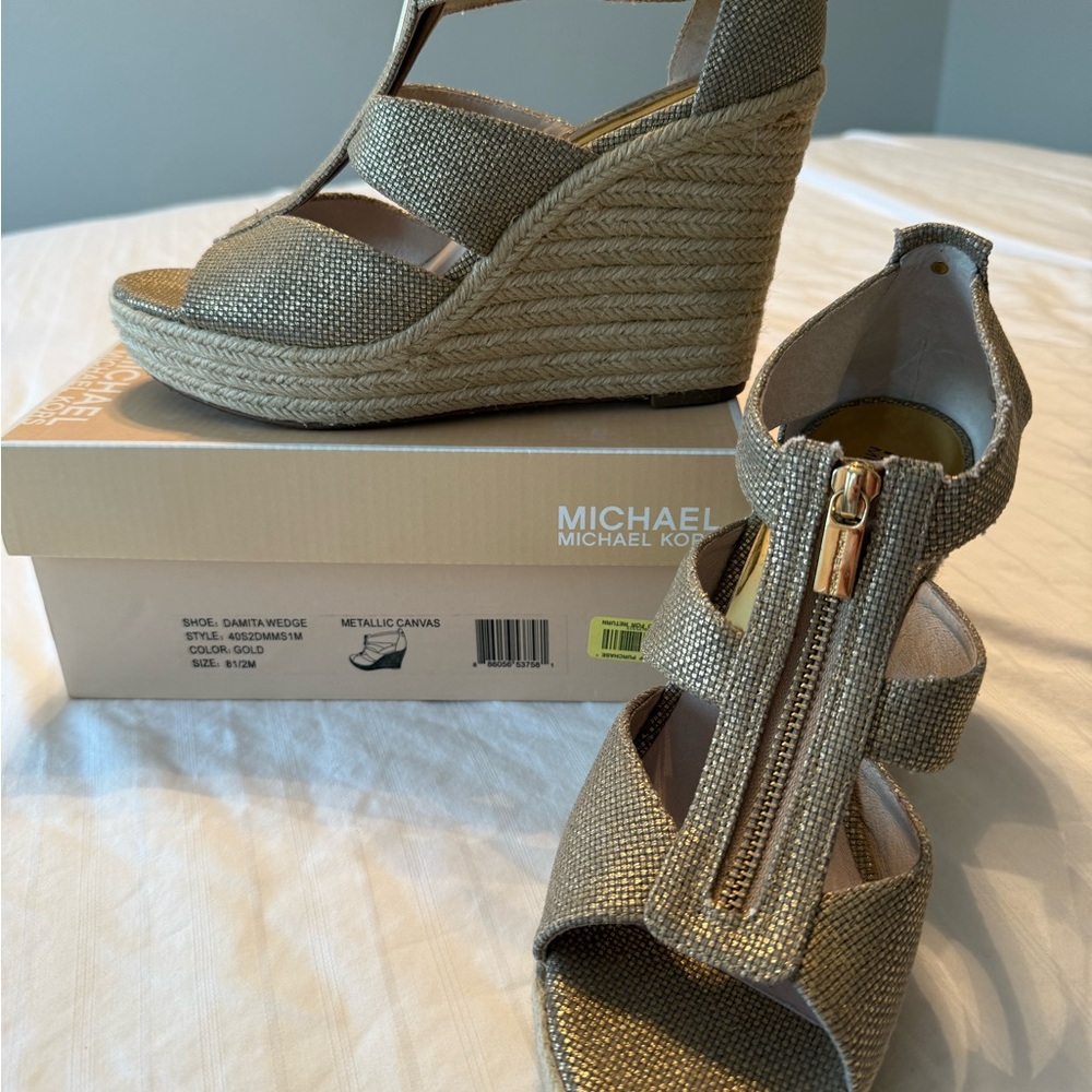 Michael Kors Metallic Canvas Wedges